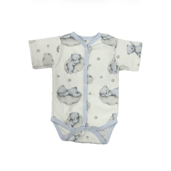 Боди с коротким рукавом на кнопках 56-62 см принт: мишки на облаках Т-133