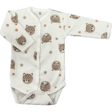 Боди с длинным рукавом на кнопках 62-68 см принт: леопарды Т-131