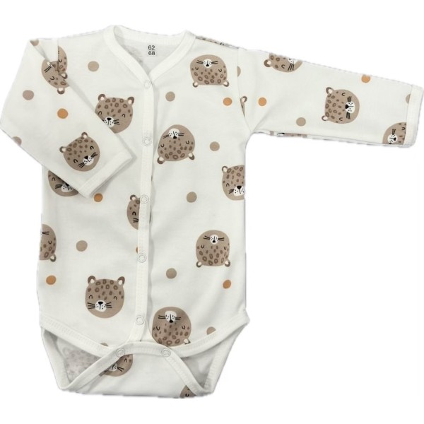 Боди с длинным рукавом на кнопках 62-68 см принт: леопарды Т-131