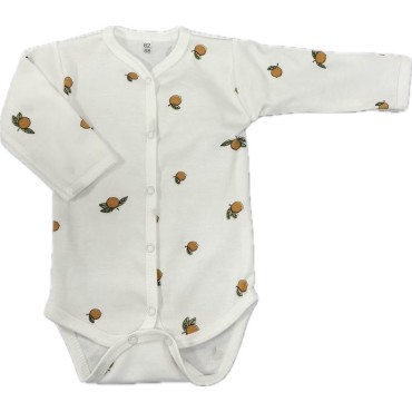 Боди с длинным рукавом на кнопках 62-68 см принт: апельсинки Т-131