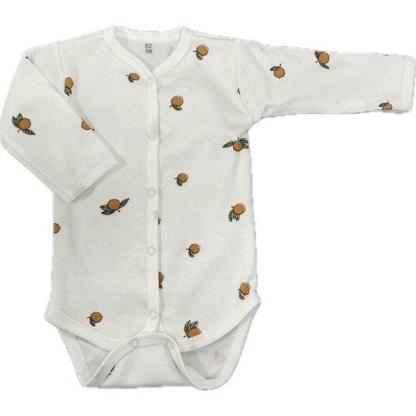 Боди с длинным рукавом на кнопках 62-68 см принт: апельсинки Т-131