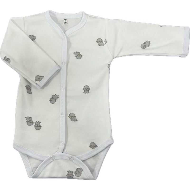 Боди с длинным рукавом на кнопках 62-68 см принт: барашки Т-131