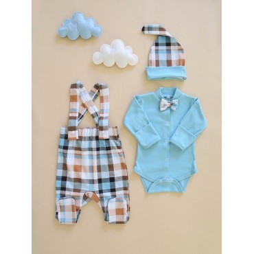 Боди с ползунками 56-62 см на подтяжках для мальчика цвет: голубой Т-175-1