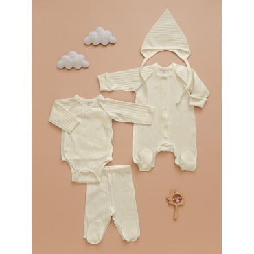 Комплект для малыша 4 предмета 50-56 см цвет: молочный Т-231