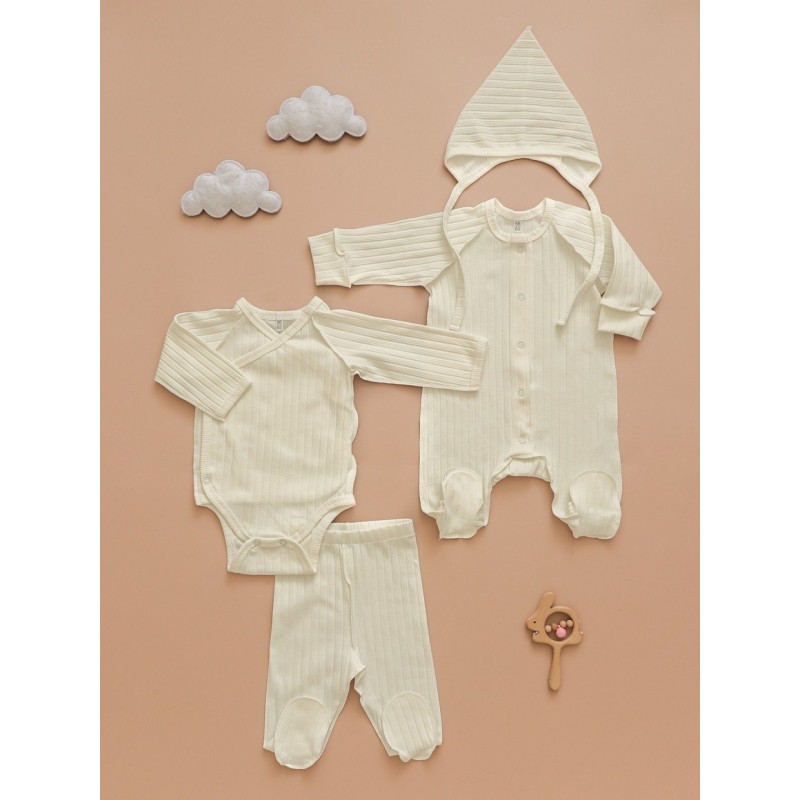 Комплект для малыша 4 предмета 50-56 см цвет: молочный Т-231