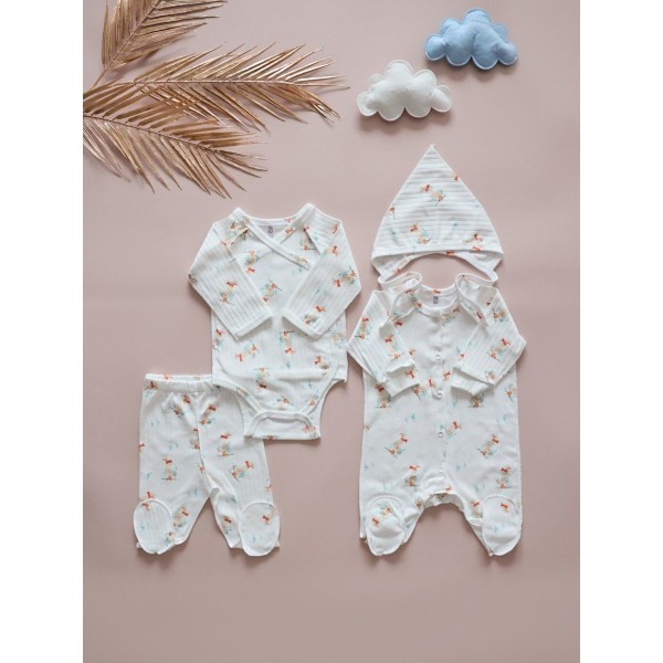 Комплект для малыша 4 предмета 56-62 см цвет: гуси на молочном Т-231