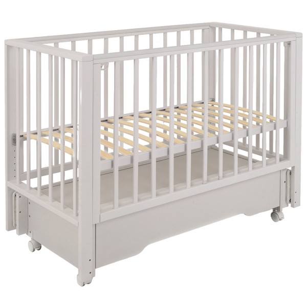Кроватка детская деревянная с маятником, ящиком + быстросъемная стенка Rant Bergen Plus цвет: Crystal Beige