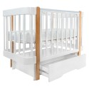 Кроватка деревянная Pituso Olivia с маятником, ящиком и быстросъемной автостенкой цвет: белый/бук
