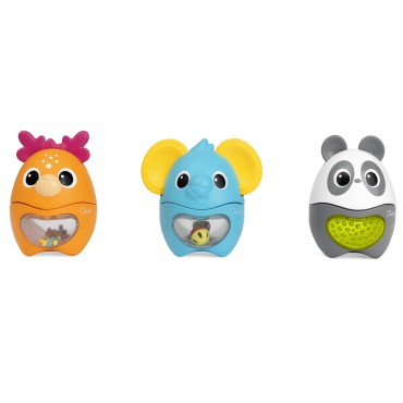 Игрушка развивающая пирамидка-сортер Chicco 3 в 1 Погремушки Весёлые животные