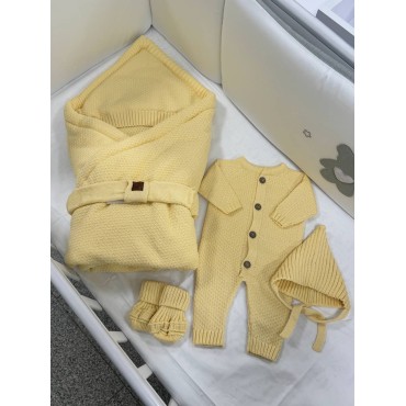 Комплект на выписку и прогулки 5 предметов Honey цвет: лимонный 0369