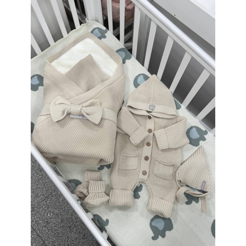 Комплект на выписку и прогулки 5 предметов Elfy цвет: капучино 0367