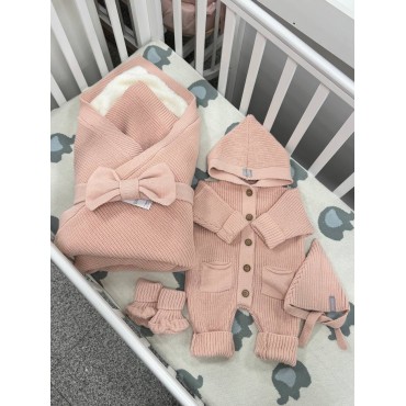 Комплект на выписку и прогулки 5 предметов Elfy цвет: пудровый 0367