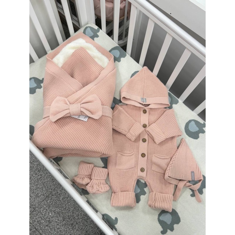 Комплект на выписку и прогулки 5 предметов Elfy цвет: пудровый 0367