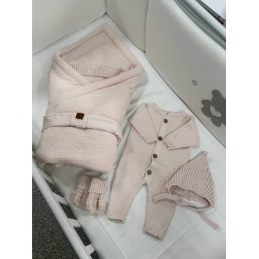 Комплект на выписку и прогулки 5 предметов Honey цвет: светло-пудровый 0369