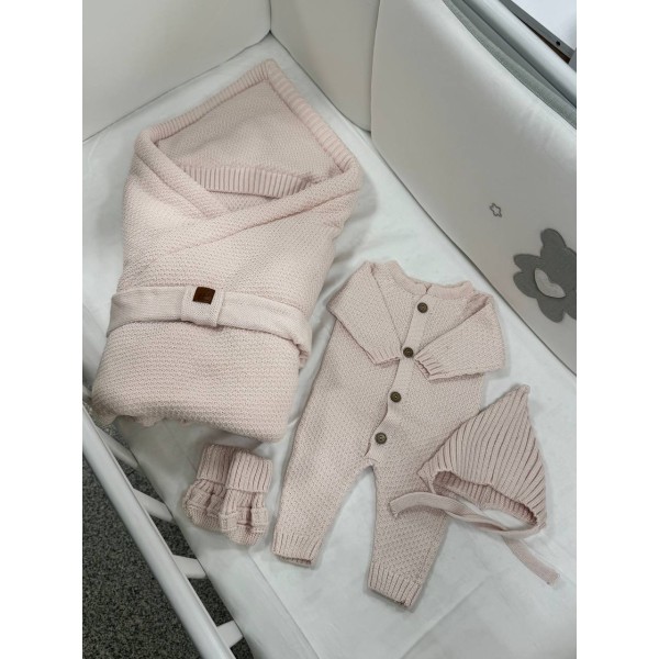 Комплект на выписку и прогулки 5 предметов Honey цвет: светло-пудровый 0369