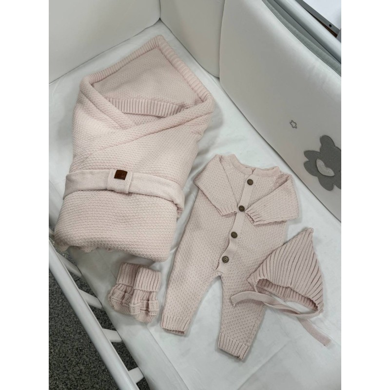 Комплект на выписку и прогулки 5 предметов Honey цвет: светло-пудровый 0369