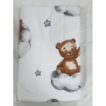 Непромокаемая многоразовая пеленка из фланели 60*90 см цвет: мишки на облаках