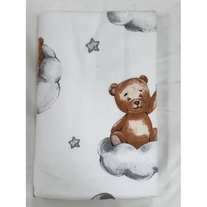 Непромокаемая многоразовая пеленка из фланели 60*90 см цвет: мишки на облаках