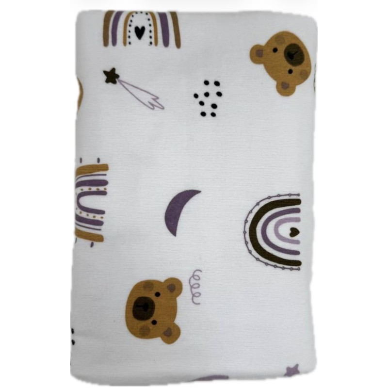 Непромокаемая многоразовая пеленка из фланели 60*90 см цвет: мишки с радугой