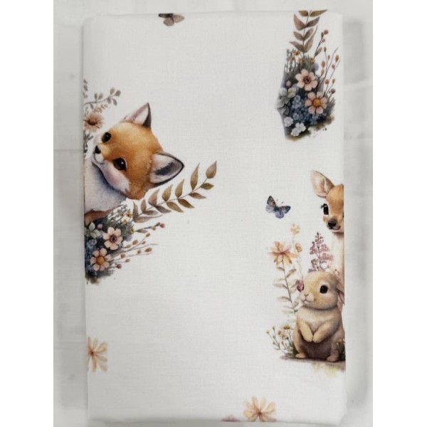 Непромокаемая многоразовая пеленка из ранфорса 60*90 см цвет: лесные зверюшки