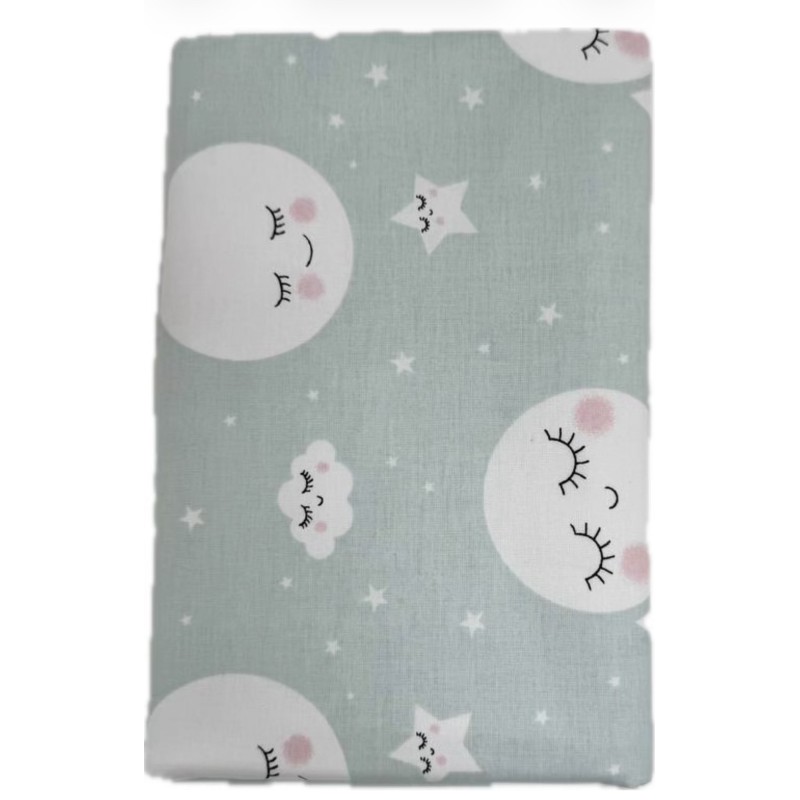 Непромокаемая многоразовая пеленка из ранфорса 60*90 см цвет: луна на мятном