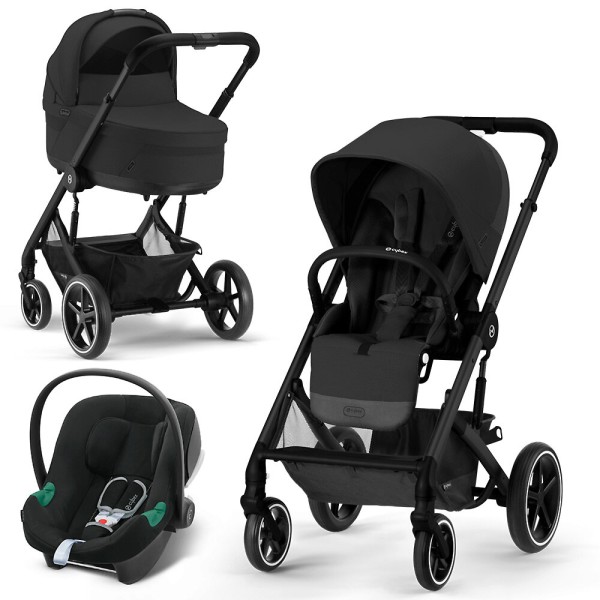 Коляска детская 3 в 1 Cybex Balios S Lux BLK с дождевиками и адаптерами цвет: Moon Black