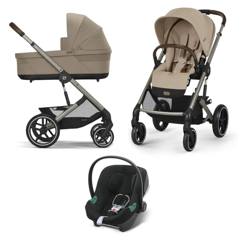 Коляска детская 3 в 1 Cybex Balios S Lux TPE с дождевиками и адаптерами цвет: Almond Beige