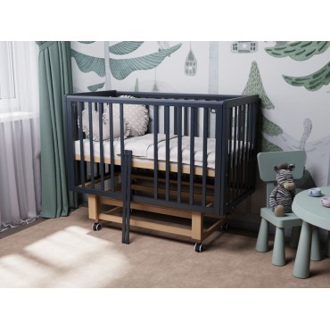 Кроватка детская Lunna Rita Papi Exclusive с автостенкой, маятником и колесами цвет: графит/бук