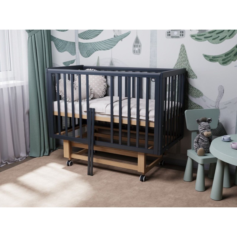 Кроватка детская Lunna Rita Papi Exclusive с автостенкой, маятником и колесами цвет: графит/бук