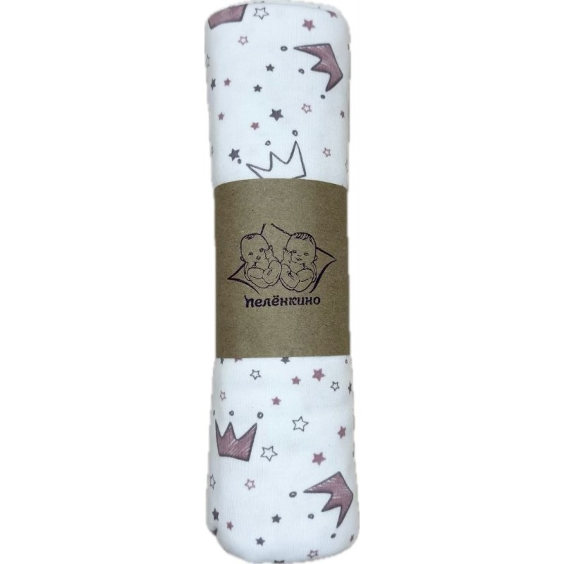 Детская трикотажная пеленка интерлок-пенье 90 х 100 см цвет: короны розовые TE 0117 Детская трикотажная пеленка интерлок-пенье 90 х 100 см цвет: короны розовые TE 0117