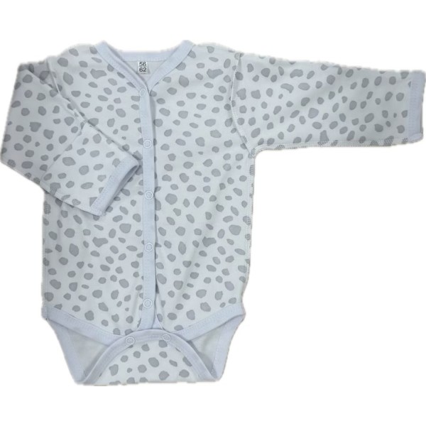 Боди с длинным рукавом на кнопках Newborn 50 см принт: пятнышки серые маленькие Т-131