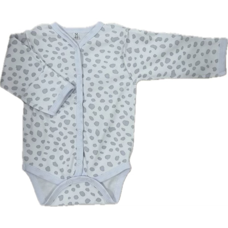 Боди с длинным рукавом на кнопках Newborn 50 см принт: пятнышки серые маленькие Т-131