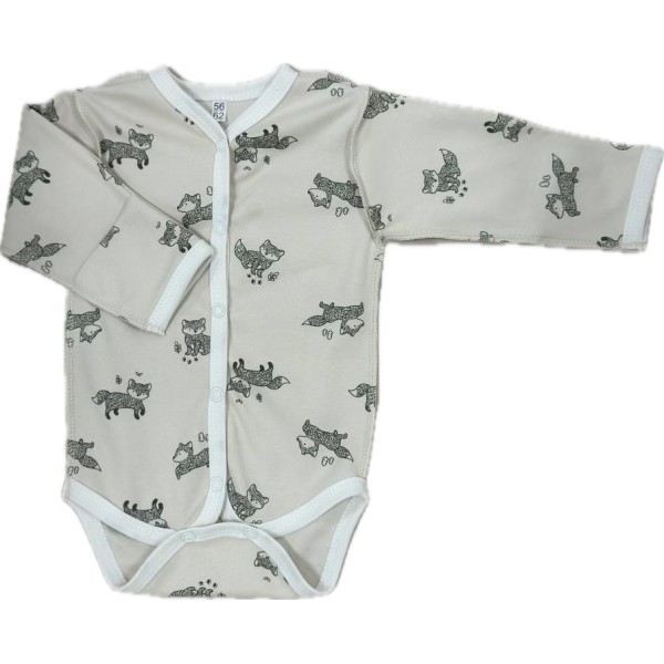 Боди с длинным рукавом на кнопках Newborn 50 см принт: лисички Т-131