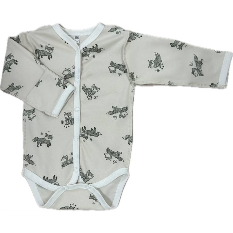 Боди с длинным рукавом на кнопках Newborn 50 см принт: лисички Т-131
