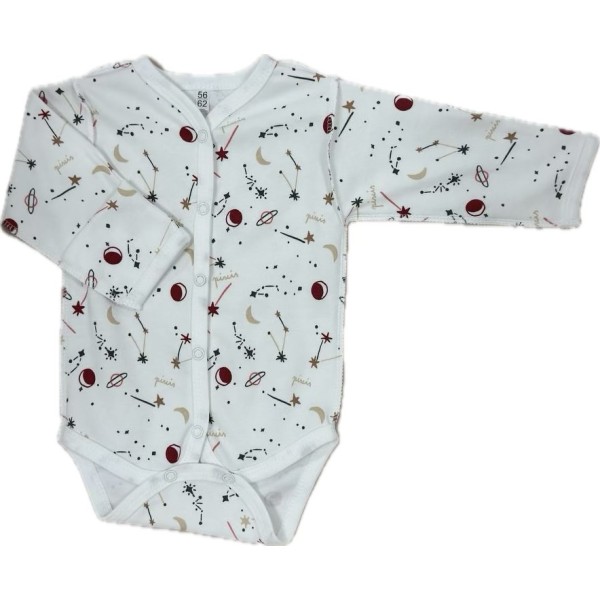 Боди с длинным рукавом на кнопках Newborn 50 см принт: созвездия Т-131