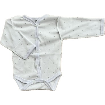 Боди с длинным рукавом на кнопках 56-62 см принт: маленькие серые звездочки Т-131