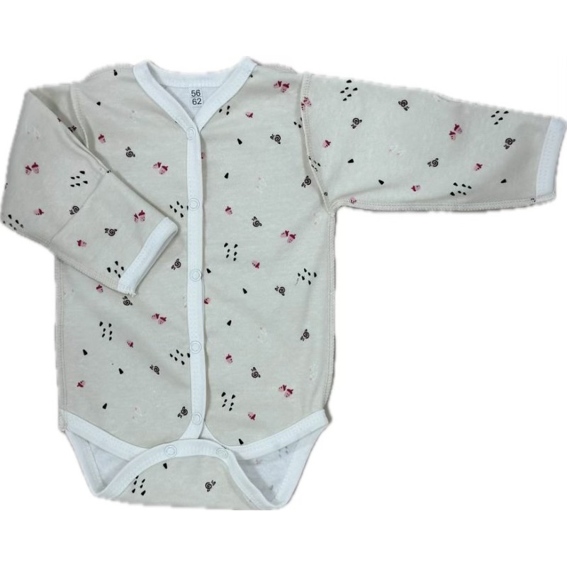 Боди с длинным рукавом на кнопках 56-62 см принт: желуди Т-131