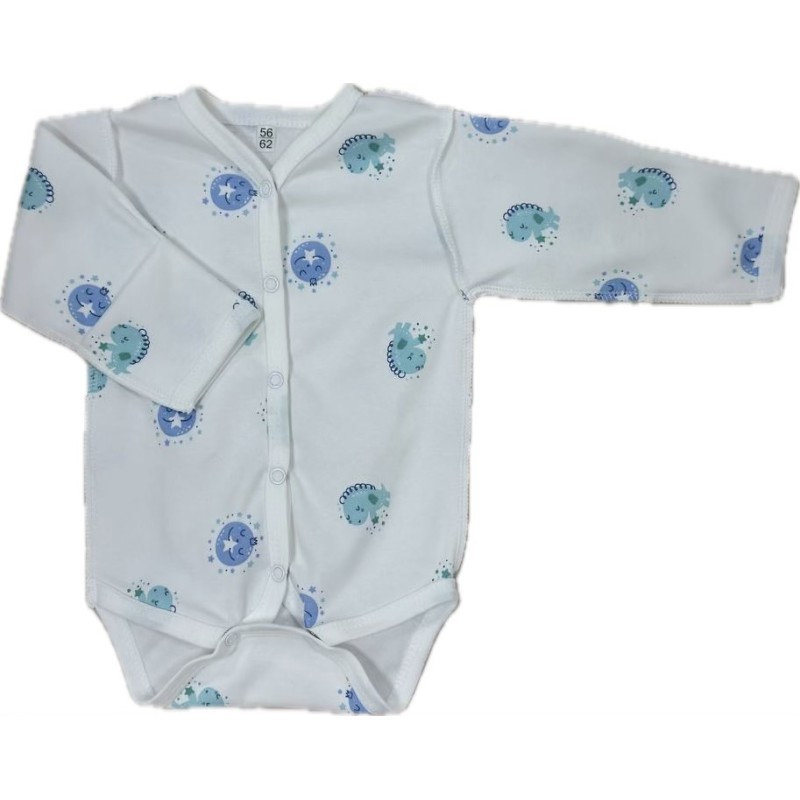 Боди с длинным рукавом на кнопках 56-62 см принт: дино и луна Т-131