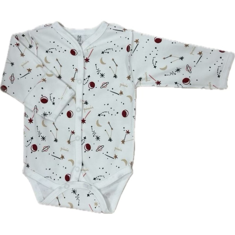 Боди с длинным рукавом на кнопках 56-62 см принт: созвездия Т-131