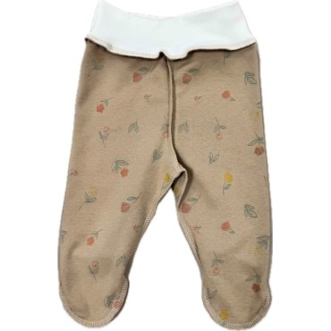 Ползунки для малыша 50 см Newborn принт: цветы на капучино Т-132