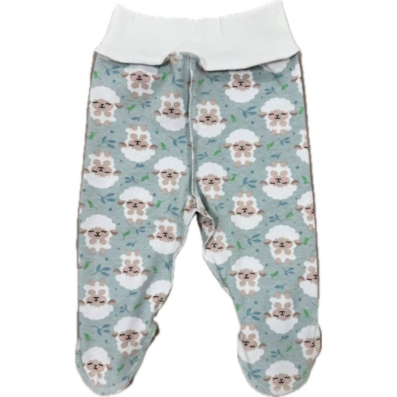 Ползунки для малыша 50 см Newborn принт: барашки на ментол Т-132
