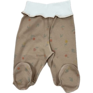 Ползунки для малыша 56-62 см принт: цветы на капучино Т-132