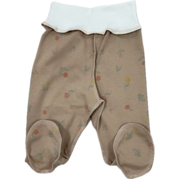 Ползунки для малыша 56-62 см принт: цветы на капучино Т-132