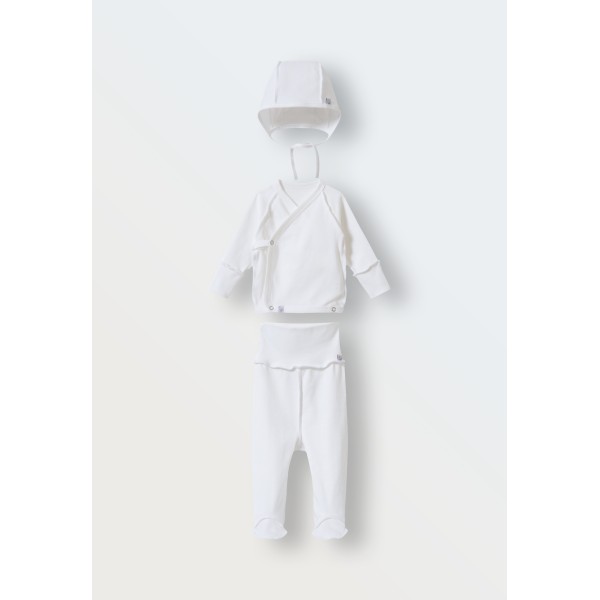 Комплект одежды для малыша 3 предмета 56 см цвет: экрю 9067-02 Комплект одежды для малыша 3 предмета 56 см цвет: экрю 9067-02