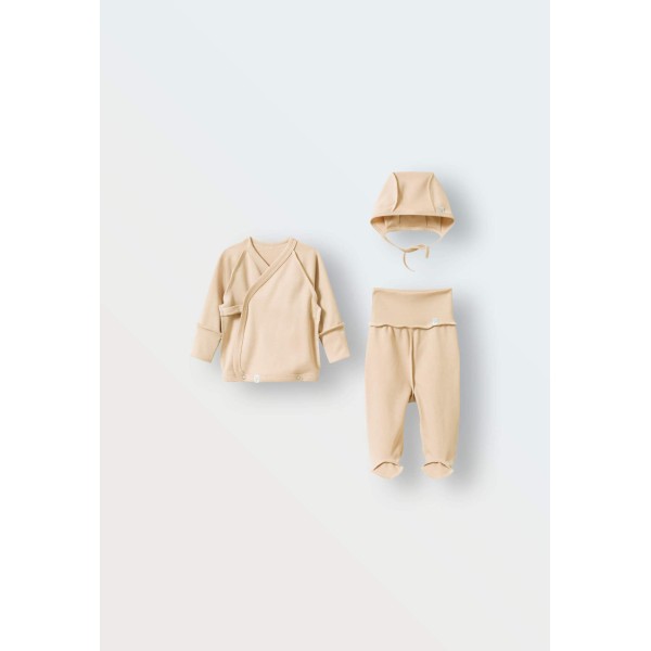 Комплект одежды для малыша 3 предмета 56 см цвет: топленое молоко 9067-79 Комплект одежды для малыша 3 предмета 56 см цвет: топленое молоко 9067-79