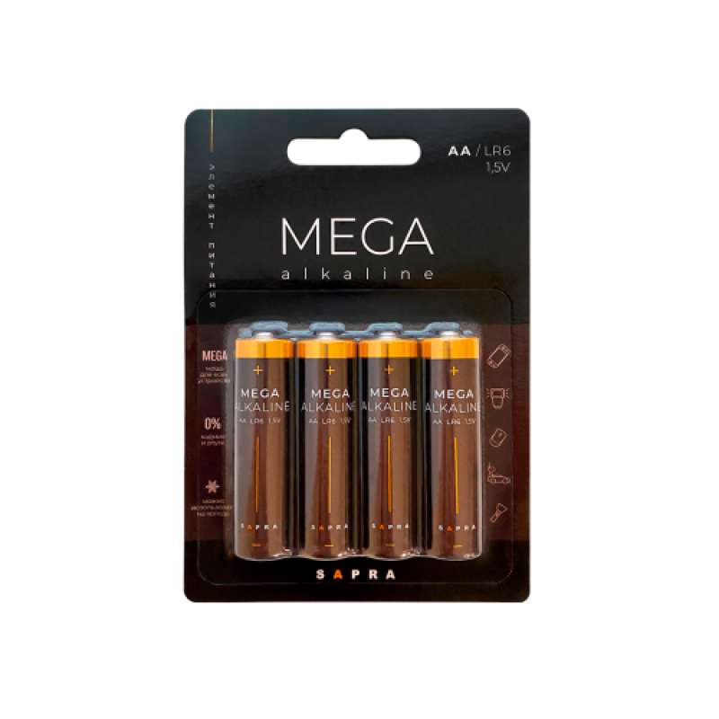 Батарейки по 4 шт блистер АА LR6 Sapra Batteries