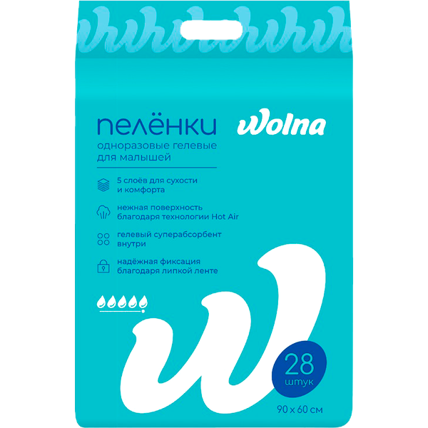 Одноразовые пеленки Wolna 28 ШТ 60х90 см 01WL2860
