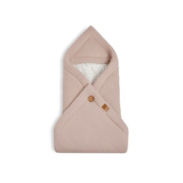 Вязаный теплый конверт - плед для малыша Демисезон " UNIVERSAL" 85*85 цвет: пудровый W013N-023-200