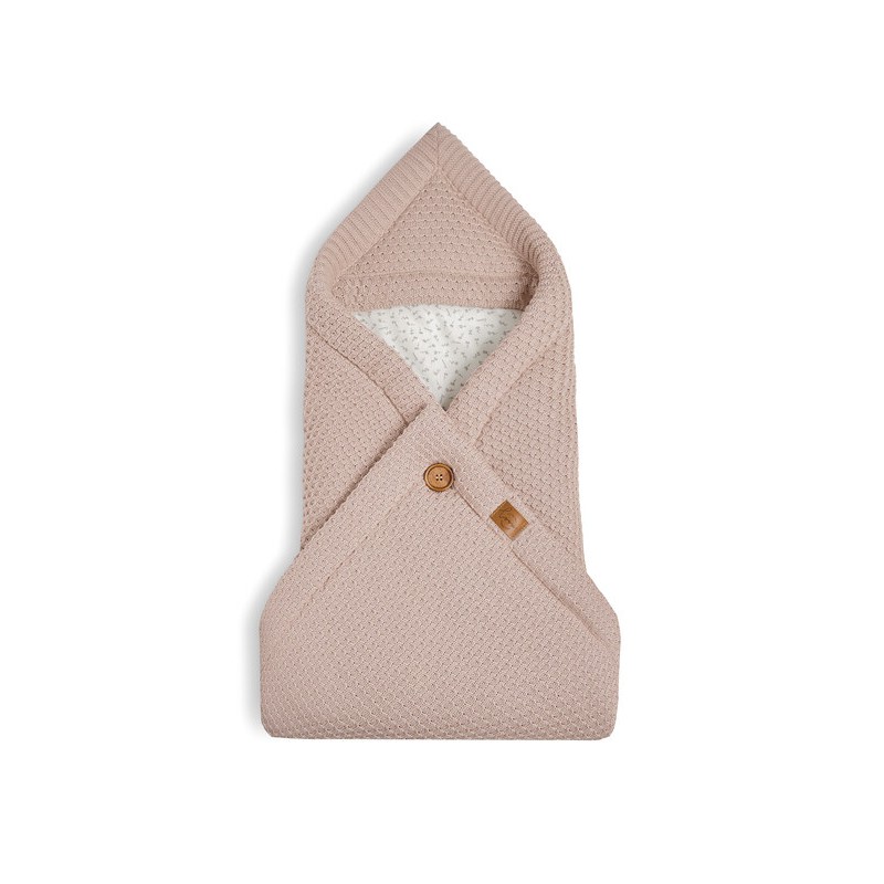 Вязаный теплый конверт - плед для малыша Демисезон " UNIVERSAL" 85*85 цвет: пудровый W013N-023-200