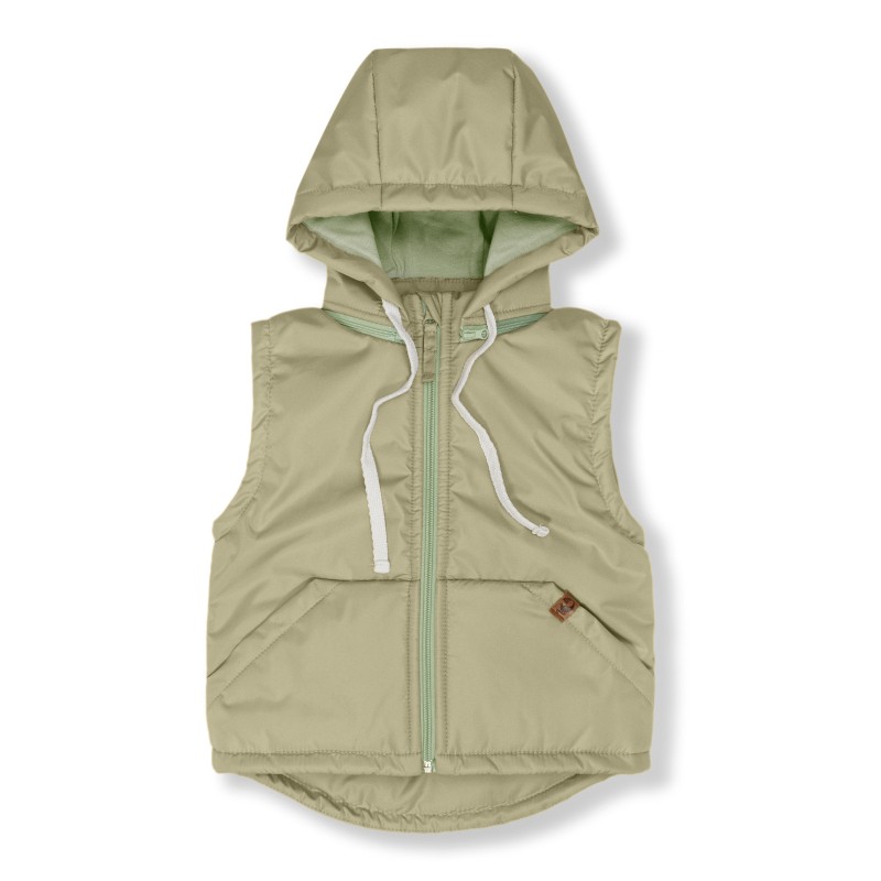 Теплая жилетка со съемным капюшоном 80-92 см цвет: хаки 110-04